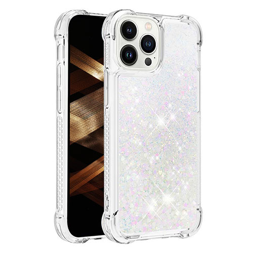 Silicone Candy Rubber TPU Bling-Bling Soft Case Cover S01 for Apple iPhone 16 Pro Max Silver