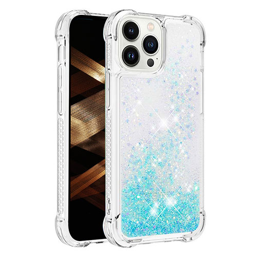 Silicone Candy Rubber TPU Bling-Bling Soft Case Cover S01 for Apple iPhone 16 Pro Max Sky Blue