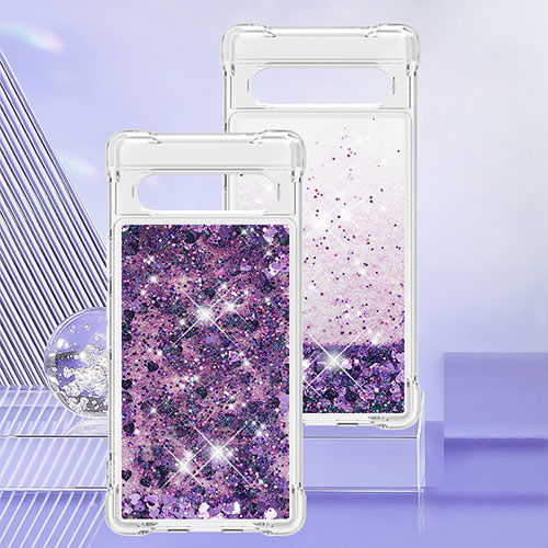 Silicone Candy Rubber TPU Bling-Bling Soft Case Cover S01 for Google Pixel 7a 5G Purple