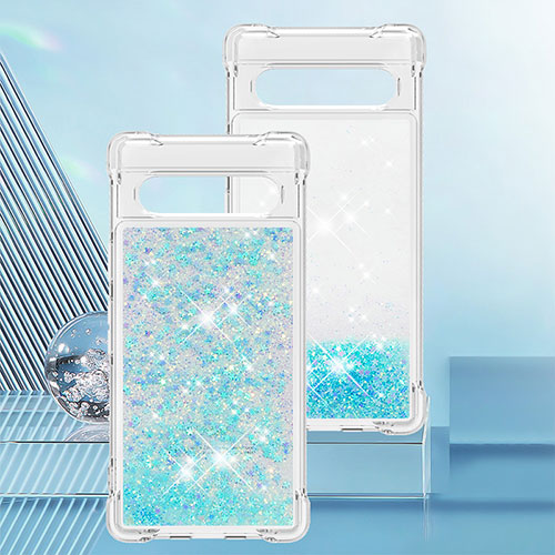 Silicone Candy Rubber TPU Bling-Bling Soft Case Cover S01 for Google Pixel 7a 5G Sky Blue