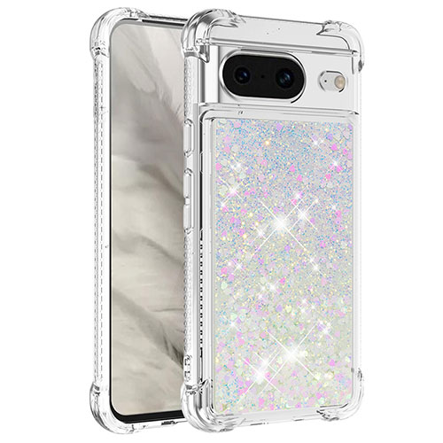 Silicone Candy Rubber TPU Bling-Bling Soft Case Cover S01 for Google Pixel 8 5G Silver