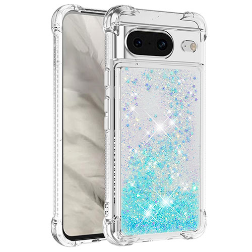 Silicone Candy Rubber TPU Bling-Bling Soft Case Cover S01 for Google Pixel 8 5G Sky Blue