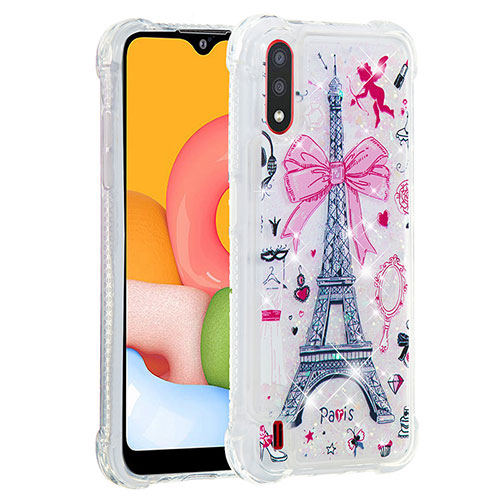 Silicone Candy Rubber TPU Bling-Bling Soft Case Cover S01 for Samsung Galaxy A01 SM-A015 Pink