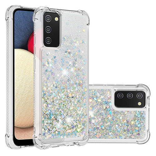 Silicone Candy Rubber TPU Bling-Bling Soft Case Cover S01 for Samsung Galaxy A03s Silver