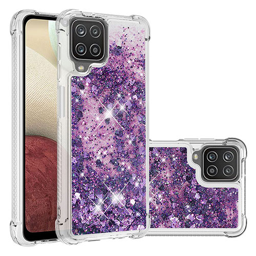 Silicone Candy Rubber TPU Bling-Bling Soft Case Cover S01 for Samsung Galaxy A12 Nacho Purple