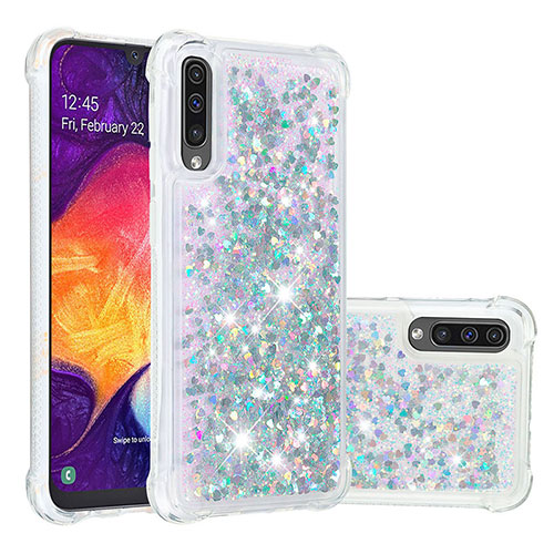 Silicone Candy Rubber TPU Bling-Bling Soft Case Cover S01 for Samsung Galaxy A30S Silver