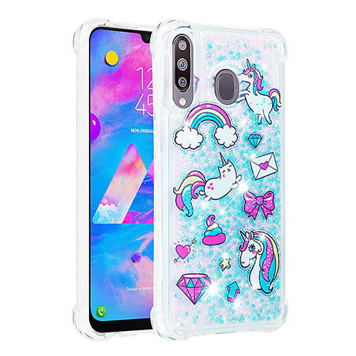 Silicone Candy Rubber TPU Bling-Bling Soft Case Cover S01 for Samsung Galaxy A40s Sky Blue