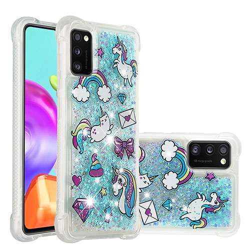 Silicone Candy Rubber TPU Bling-Bling Soft Case Cover S01 for Samsung Galaxy A41 Sky Blue