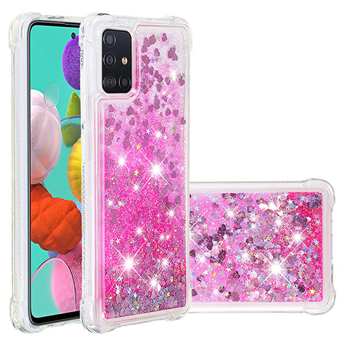 Silicone Candy Rubber TPU Bling-Bling Soft Case Cover S01 for Samsung Galaxy A51 4G Hot Pink