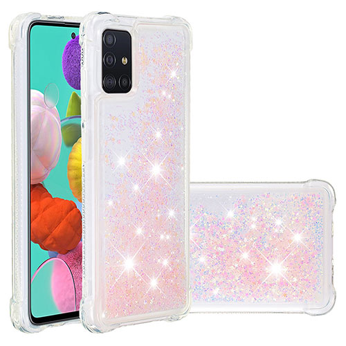 Silicone Candy Rubber TPU Bling-Bling Soft Case Cover S01 for Samsung Galaxy A51 4G Pink