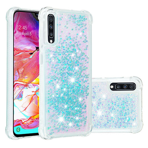 Silicone Candy Rubber TPU Bling-Bling Soft Case Cover S01 for Samsung Galaxy A70 Sky Blue