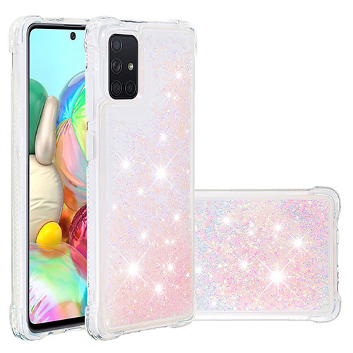 Silicone Candy Rubber TPU Bling-Bling Soft Case Cover S01 for Samsung Galaxy A71 4G A715 Pink