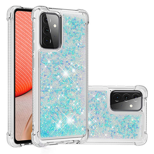 Silicone Candy Rubber TPU Bling-Bling Soft Case Cover S01 for Samsung Galaxy A72 5G Sky Blue