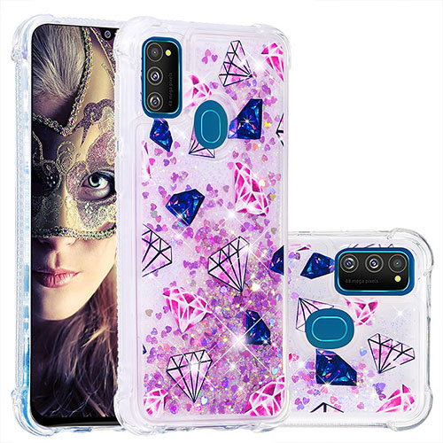 Silicone Candy Rubber TPU Bling-Bling Soft Case Cover S01 for Samsung Galaxy M30s Hot Pink