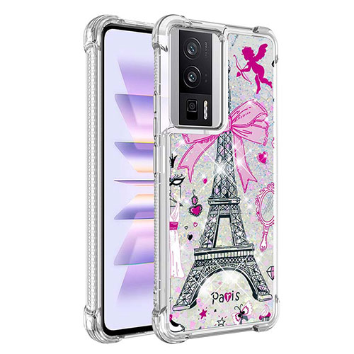 Silicone Candy Rubber TPU Bling-Bling Soft Case Cover S01 for Xiaomi Poco F5 Pro 5G Rose Gold