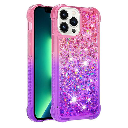 Silicone Candy Rubber TPU Bling-Bling Soft Case Cover S02 for Apple iPhone 13 Pro Hot Pink