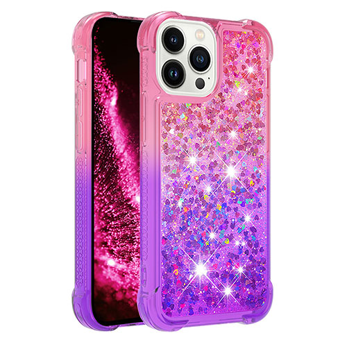 Silicone Candy Rubber TPU Bling-Bling Soft Case Cover S02 for Apple iPhone 15 Pro Max Hot Pink