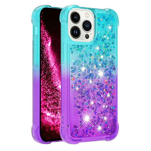 Silicone Candy Rubber TPU Bling-Bling Soft Case Cover S02 for Apple iPhone 16 Pro Max Sky Blue