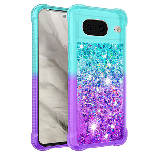 Silicone Candy Rubber TPU Bling-Bling Soft Case Cover S02 for Google Pixel 8 5G Sky Blue