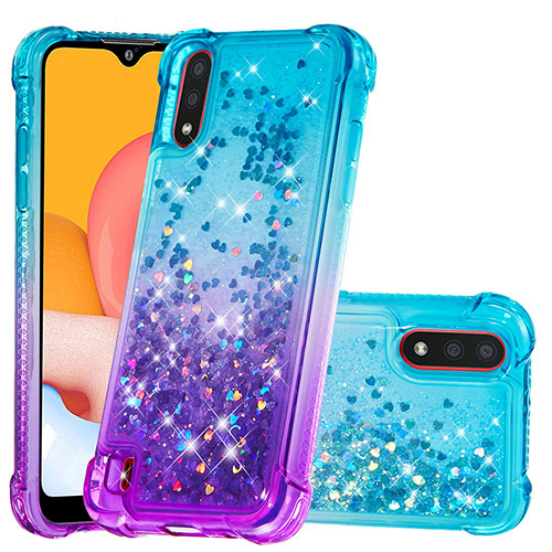 Silicone Candy Rubber TPU Bling-Bling Soft Case Cover S02 for Samsung Galaxy A01 SM-A015 Sky Blue