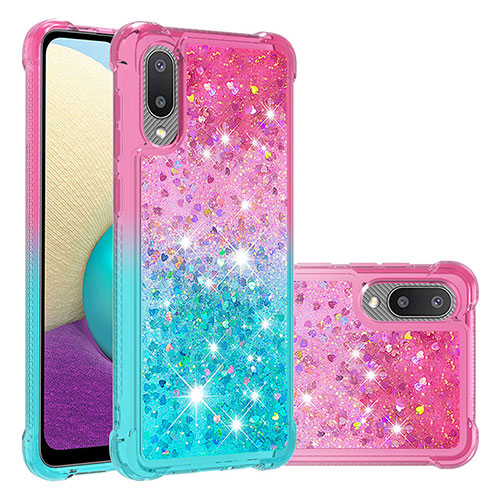Silicone Candy Rubber TPU Bling-Bling Soft Case Cover S02 for Samsung Galaxy A02 Pink