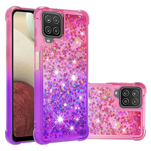 Silicone Candy Rubber TPU Bling-Bling Soft Case Cover S02 for Samsung Galaxy A12 5G Hot Pink