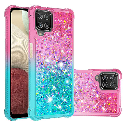 Silicone Candy Rubber TPU Bling-Bling Soft Case Cover S02 for Samsung Galaxy A12 5G Pink