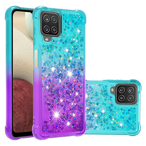 Silicone Candy Rubber TPU Bling-Bling Soft Case Cover S02 for Samsung Galaxy A12 Sky Blue