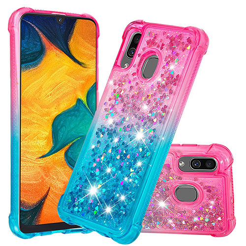 Silicone Candy Rubber TPU Bling-Bling Soft Case Cover S02 for Samsung Galaxy A20 Pink