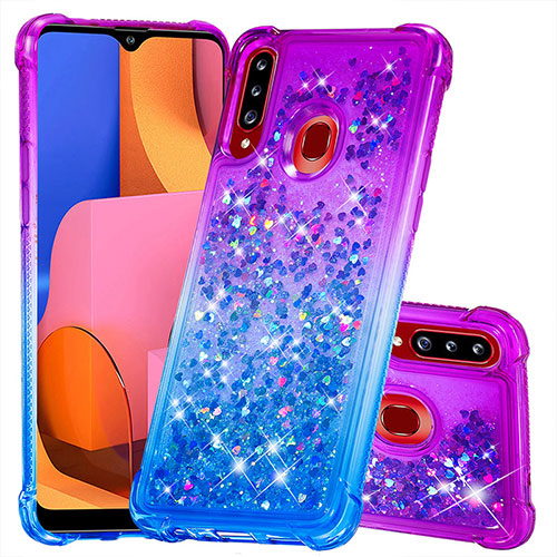 Silicone Candy Rubber TPU Bling-Bling Soft Case Cover S02 for Samsung Galaxy A20s Purple