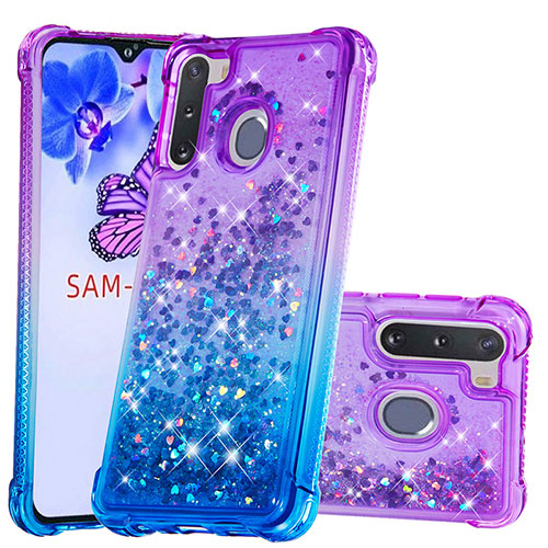 Silicone Candy Rubber TPU Bling-Bling Soft Case Cover S02 for Samsung Galaxy A21 European Purple