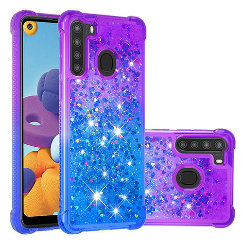 Silicone Candy Rubber TPU Bling-Bling Soft Case Cover S02 for Samsung Galaxy A21 Purple