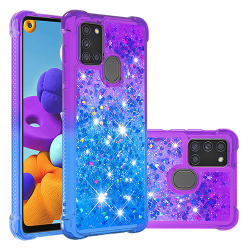 Silicone Candy Rubber TPU Bling-Bling Soft Case Cover S02 for Samsung Galaxy A21s Purple