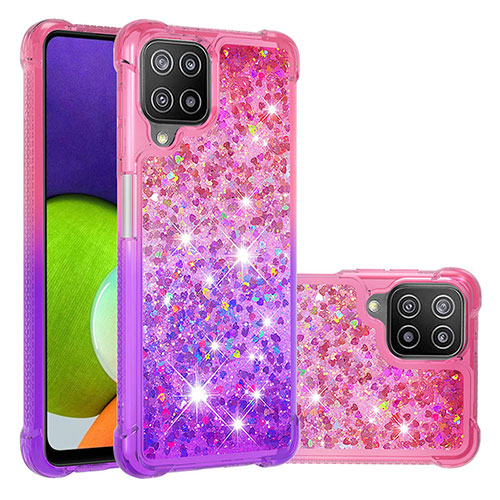 Silicone Candy Rubber TPU Bling-Bling Soft Case Cover S02 for Samsung Galaxy A22 4G Hot Pink
