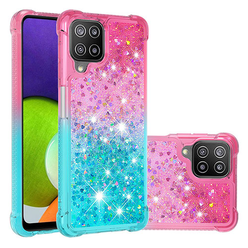 Silicone Candy Rubber TPU Bling-Bling Soft Case Cover S02 for Samsung Galaxy A22 4G Pink