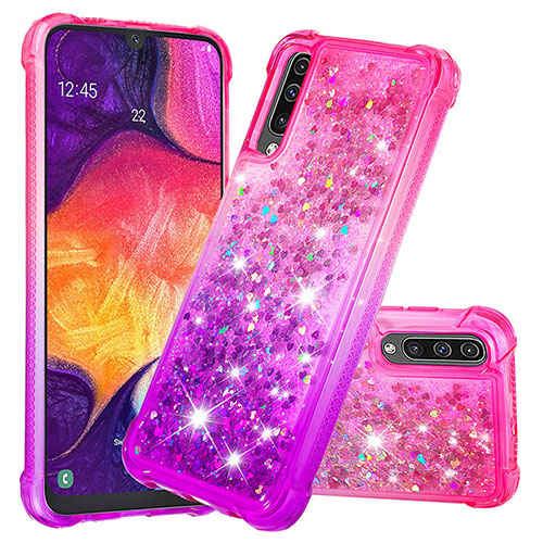 Silicone Candy Rubber TPU Bling-Bling Soft Case Cover S02 for Samsung Galaxy A50 Hot Pink