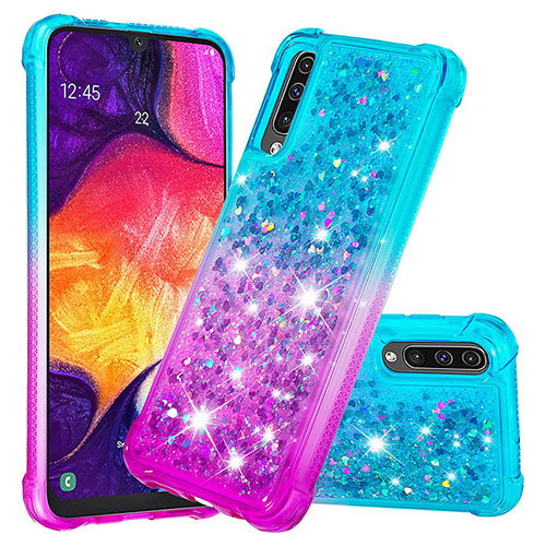 Silicone Candy Rubber TPU Bling-Bling Soft Case Cover S02 for Samsung Galaxy A50S Sky Blue