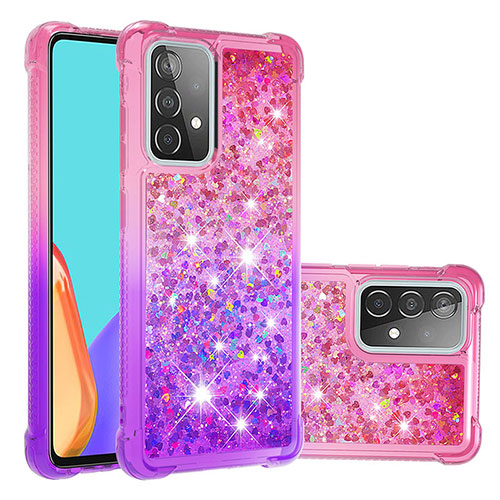 Silicone Candy Rubber TPU Bling-Bling Soft Case Cover S02 for Samsung Galaxy A52 4G Hot Pink