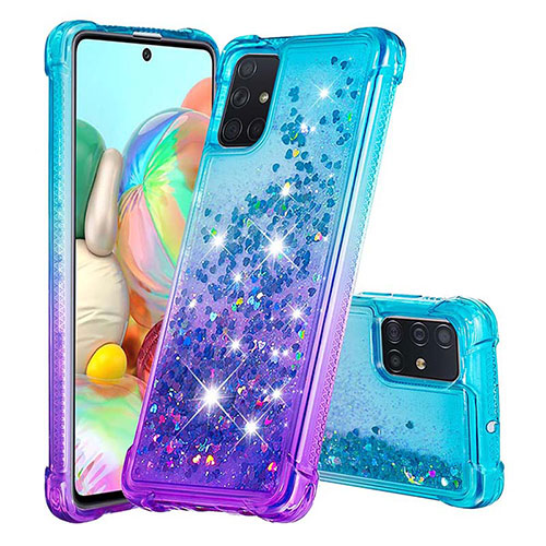 Silicone Candy Rubber TPU Bling-Bling Soft Case Cover S02 for Samsung Galaxy A71 4G A715 Sky Blue