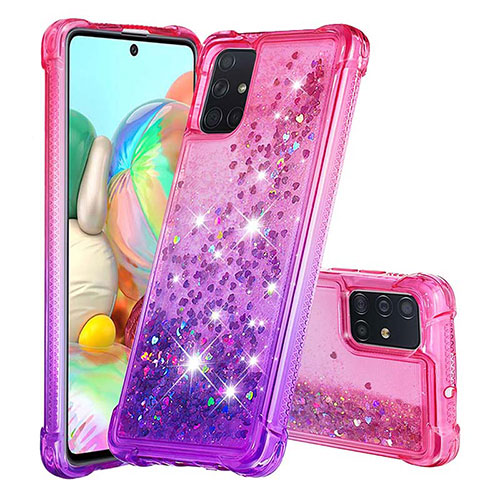 Silicone Candy Rubber TPU Bling-Bling Soft Case Cover S02 for Samsung Galaxy A71 5G Hot Pink