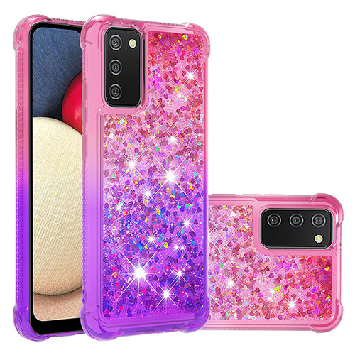 Silicone Candy Rubber TPU Bling-Bling Soft Case Cover S02 for Samsung Galaxy M02s Hot Pink