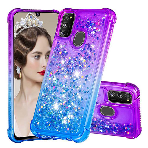 Silicone Candy Rubber TPU Bling-Bling Soft Case Cover S02 for Samsung Galaxy M21 Purple