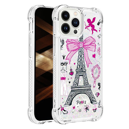 Silicone Candy Rubber TPU Bling-Bling Soft Case Cover S03 for Apple iPhone 15 Pro Max Rose Gold