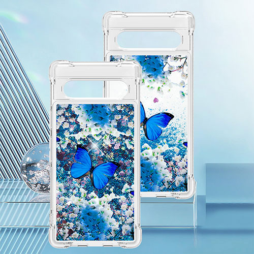 Silicone Candy Rubber TPU Bling-Bling Soft Case Cover S03 for Google Pixel 7a 5G Blue