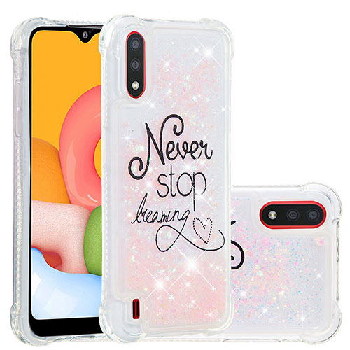 Silicone Candy Rubber TPU Bling-Bling Soft Case Cover S03 for Samsung Galaxy A01 SM-A015 White