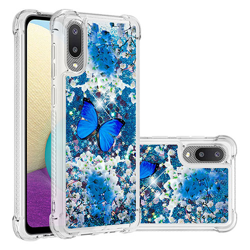 Silicone Candy Rubber TPU Bling-Bling Soft Case Cover S03 for Samsung Galaxy A02 Blue