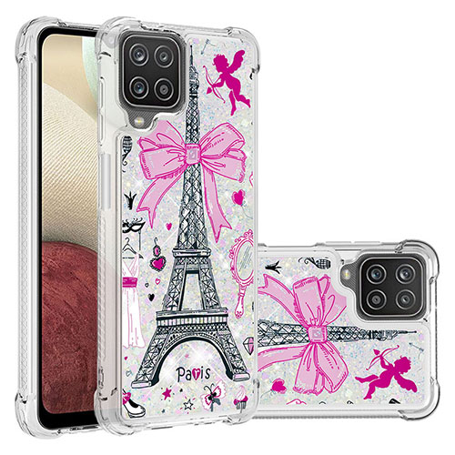 Silicone Candy Rubber TPU Bling-Bling Soft Case Cover S03 for Samsung Galaxy A12 Nacho Pink