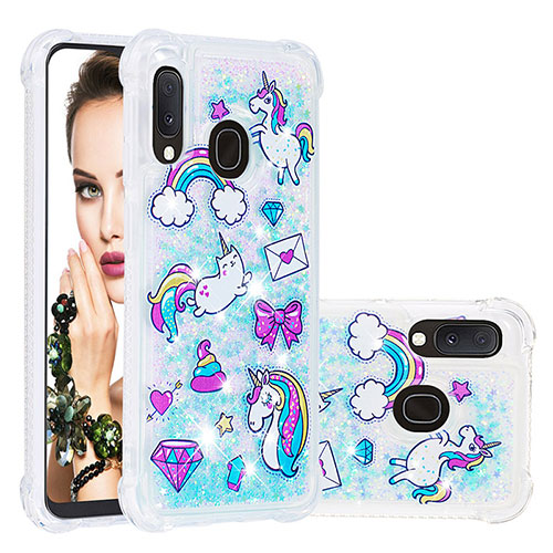 Silicone Candy Rubber TPU Bling-Bling Soft Case Cover S03 for Samsung Galaxy A20e Sky Blue