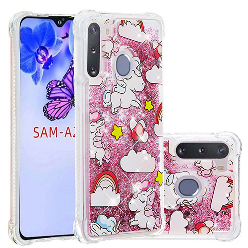 Silicone Candy Rubber TPU Bling-Bling Soft Case Cover S03 for Samsung Galaxy A21 European Red