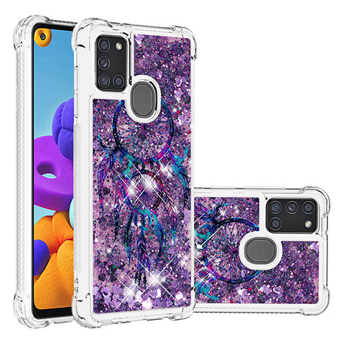 Silicone Candy Rubber TPU Bling-Bling Soft Case Cover S03 for Samsung Galaxy A21s Purple